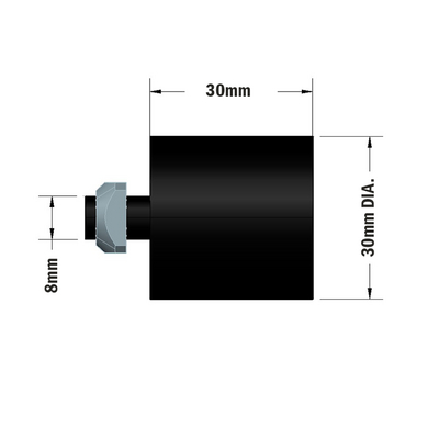 52-410-3 MODULAR SOLUTIONS DOOR PART 30 SERIES 30MM X 30MM RUBBER DOOR STOP M8 STUD W/HARDWARE